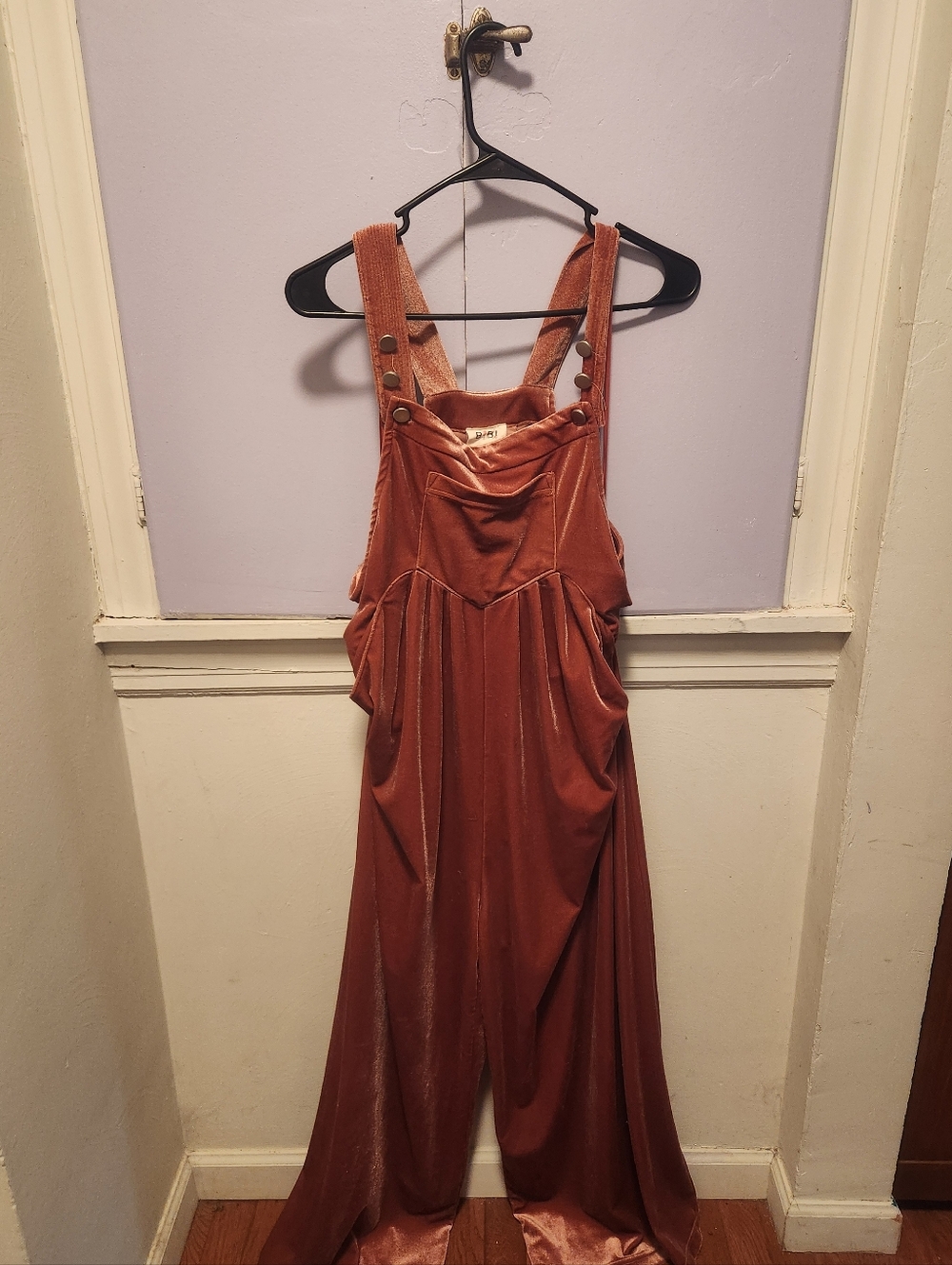 Velvet Wide Leg Overalls